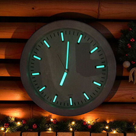 Fosforlu Kabartma Rakam Metal Çerçeveli Duvar Saati Çap 26 Cm