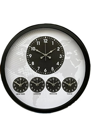 52 Cm Metal Ülke Başkentleri Göstergeli Otel Turizm Acentesi Duvar Saati