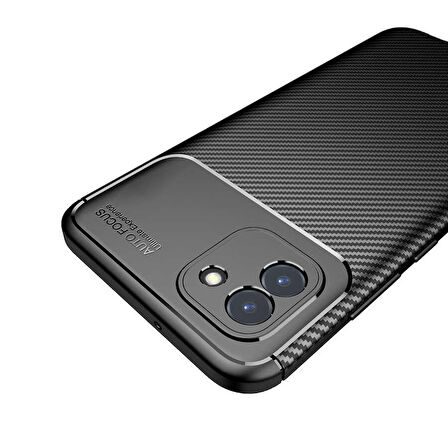 Smcase Samsung Galaxy A03 Kılıf Kamera Korumalı Negro Karbon Dokulu Silikon