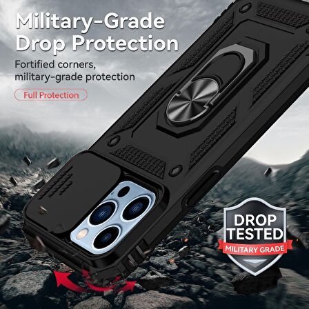 Smcase iPhone 14 Plus Kılıf Kamera Korumalı Yüzüklü Tank Pars Silikon