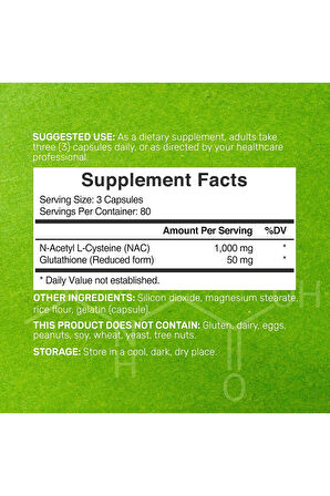 NAC Supplement (N-Acetyl Cysteine) with Reduced Glutathione, 240 Capsules