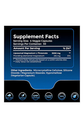 Magnesium L-Threonate 3000 mg 120 Kapsül - Ultra Strength