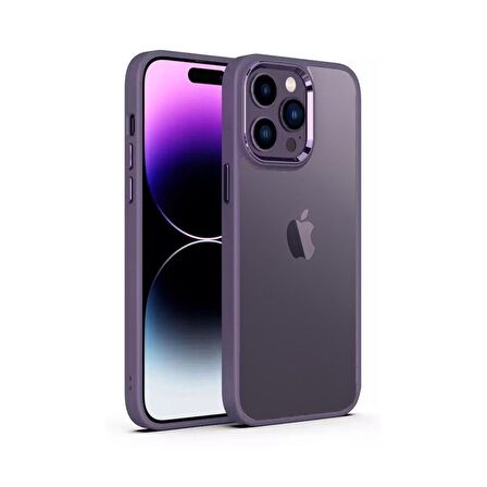 Smcase iPhone 14 Pro Max Kılıf Renkli Bumper Hybrid Krom Slim Silikon