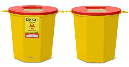 Safell Plastik Tıbbi Atık Kutusu - Tıbbi Atık Kovası - 1,3Lt 10 Adet