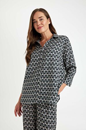 DeFacto Regular Fit Desenli Uzun Kollu Gömlek C3818AX24AUNV30