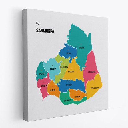 Harita Sepeti Şanlıurfa İli ve İlçeler Haritası Dekoratif Kanvas Tablo 1457