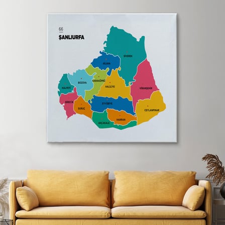 Harita Sepeti Şanlıurfa İli ve İlçeler Haritası Dekoratif Kanvas Tablo 1457