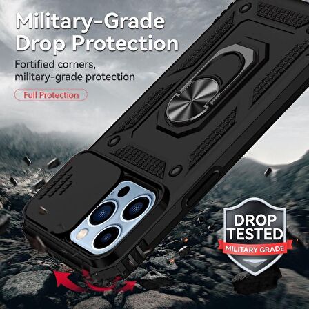 Gpack Apple iPhone 14 Pro Kılıf Tank Aramid Sürgülü Vega YüzüklüNano