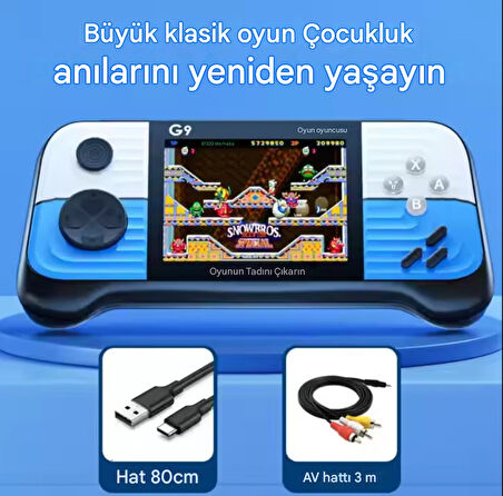 QASUL G9 3.0 İnç Yüksek Çözünürlüklü Ekran Oyun Konsolu Rocker Retro Hit Renk PSP Oyun Konsolu