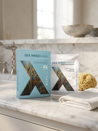 XAura Seaweed Mask Deniz Yosunu Özlü Canlandırıcı Kağıt Yüz Maskesi 4'lü Paket