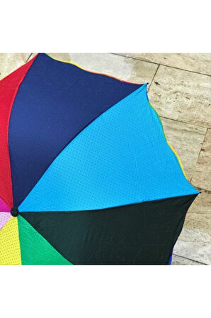 Gökkuşağı Siyah Puantiyeli Şemsiye