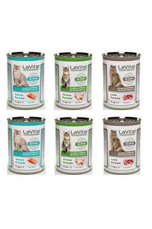 LaVital Tahılsız 3 Çeşit Karma Kedi Konservesi 400 Gr. X 6 Adet