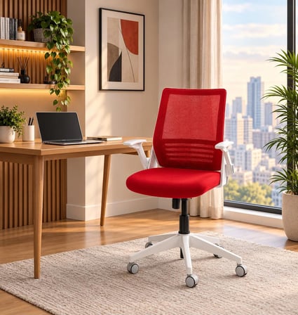 Yenilik Rüzgarı Pacers Ergonomik Çalışma Koltuğu Katlanır Kollu Kırmızı
