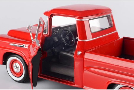 MotorMax 1:24 W/B American Classics 1958 Chevrolet Apache Fleet Side Pickup Diecast Kırmızı