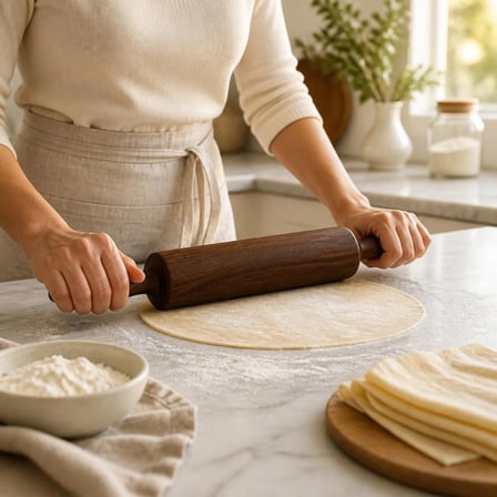 QARQA Anatolia Doğal Ceviz Ağacı Klasik Hamur Açma Merdanesi – 45 cm