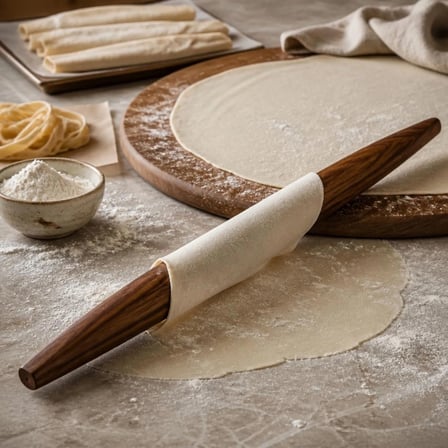 QARQA Normandia -Fransız Tipi Doğal Ceviz Ağacı Hamur Açma Merdanesi – 50 cm