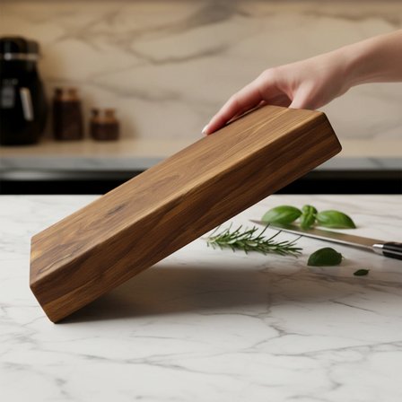 QARQA ''HERKÜL MİNİ'' Doğal Ceviz Profesyonel Kesme Tahtası -30X20X5 cm -Lazerle Ücretsiz Kişiselleştirme