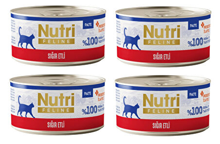 Nutri Feline Sığır Etli Pate Tahılsız Yetişkin Kedi Konservesi 70 Gr. X 4 Adet
