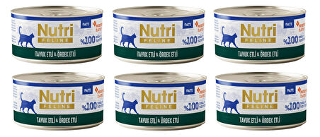 Nutri Feline Tavuk Etli ve Ördekli Pate Tahılsız Yetişkin Kedi Konservesi 70 Gr. X 6 Adet
