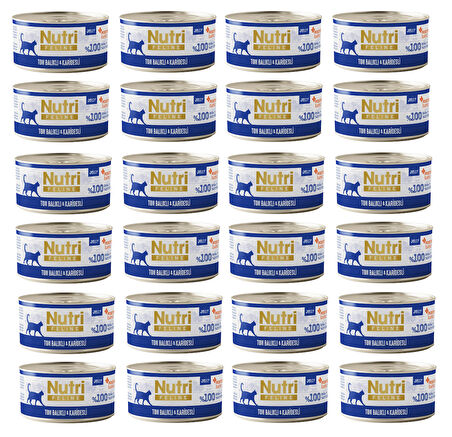 Nutri Feline Ton Balıklı ve Karidesli  Jöleli Tahılsız Yetişkin Kedi Konservesi 70 Gr. X 24 Adet