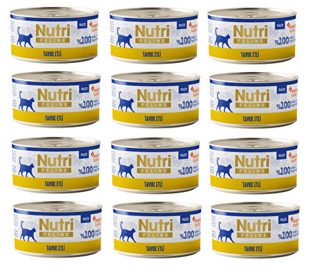 Nutri Feline Tavuk Etli Pate Tahılsız Yetişkin Kedi Konservesi 70 Gr. X 12 Adet