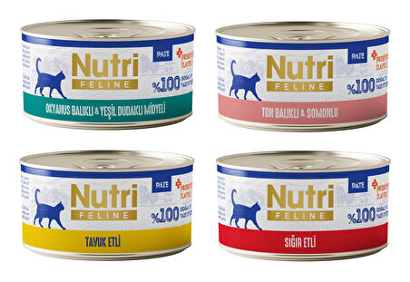 Nutri Feline 4 Çeşit Karma Tahılsız Yetişkin Kedi Konservesi 70 Gr. X 4 Adet