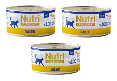 Nutri Feline Tavuk Etli Pate Tahılsız Yetişkin Kedi Konservesi 70 Gr. X 3 Adet