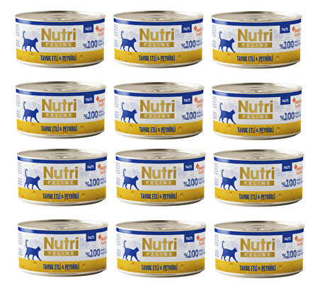 Nutri Feline Tavuk Etli ve Peynirli Pate Tahılsız Yetişkin Kedi Maması 70 Gr. X 12 Adet