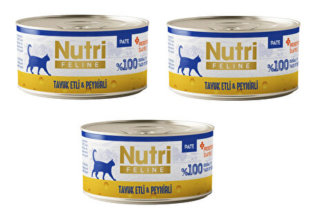 Nutri Feline Tavuk Etli ve Peynirli Pate Tahılsız Yetişkin Kedi Konservesi 70 Gr. X 3 Adet