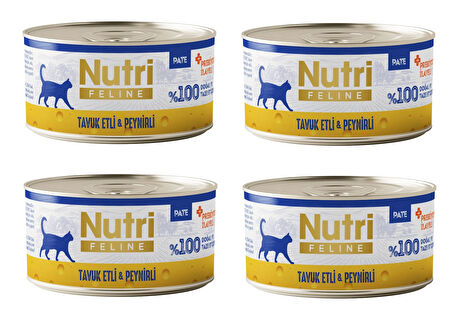 Nutri Feline Tavuk Etli ve Peynirli Pate Tahılsız Yetişkin Kedi Konservesi 70 Gr. X 4 Adet