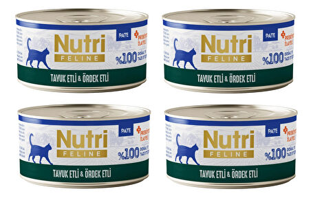 Nutri Feline Tavuk Etli ve Ördekli Pate Tahılsız Yetişkin Kedi Konservesi 70 Gr. X 4 Adet