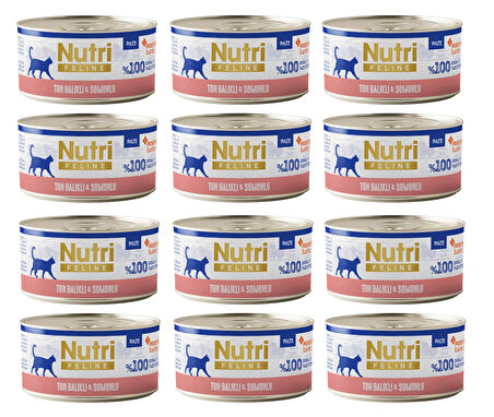 Nutri Feline Ton Balıklı ve Somonlu Pate Tahılsız Yetişkin Kedi Konservesi 70 Gr. X 12 Adet