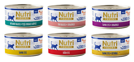 Nutri Feline 3 Çeşit Karma Tahılsız Yetişkin Kedi Konservesi 70 Gr. X 6 Adet