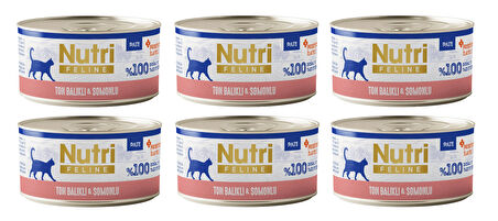 Nutri Feline Ton Balıklı ve Somonlu Pate Tahılsız Yetişkin Kedi Konservesi 70 Gr. X 6 Adet