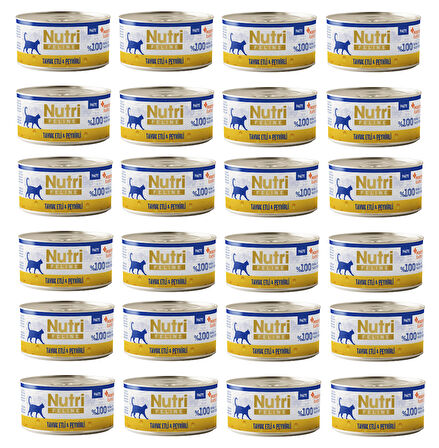 Nutri Feline Tavuk Etli ve Peynirli Pate Tahılsız Yetişkin Kedi Maması 70 Gr. X 24 Adet
