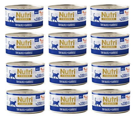 Nutri Feline Ton Balıklı ve Karidesli  Jöleli Tahılsız Yetişkin Kedi Konservesi 70 Gr. X 12 Adet