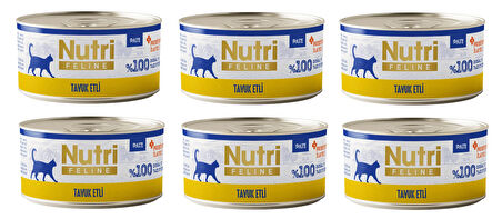 Nutri Feline Tavuk Etli Pate Tahılsız Yetişkin Kedi Konservesi 70 Gr. X 6 Adet