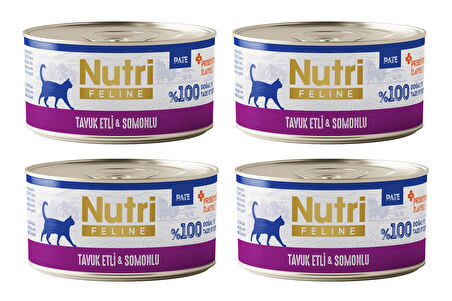 Nutri Feline Tavuk Etli ve Somonlu Pate Tahılsız Yetişkin Kedi Konservesi 70 Gr. X 4 Adet