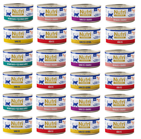 Nutri Feline 4 Çeşit Karma Tahılsız Yetişkin Kedi Konservesi 70 Gr. X 24 Adet