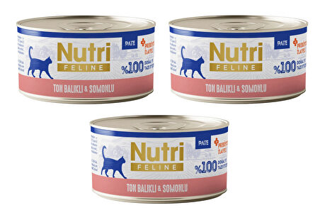 Nutri Feline Ton Balıklı ve Somonlu Pate Tahılsız Yetişkin Kedi Konservesi 70 Gr. X 3 Adet