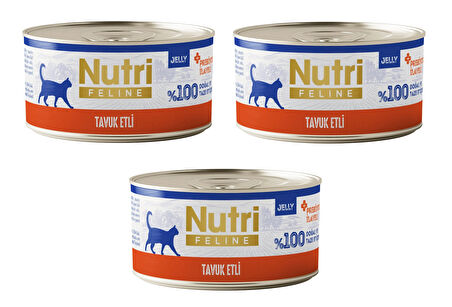 Nutri Feline Tavuk Etli Jöleli Tahılsız Yetişkin Kedi Konservesi 70 Gr. X 3 Adet