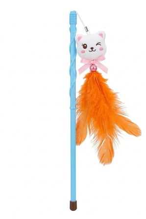 Peluş Figürlü ve Turuncu Tüylü Kedi Oyun Oltası
