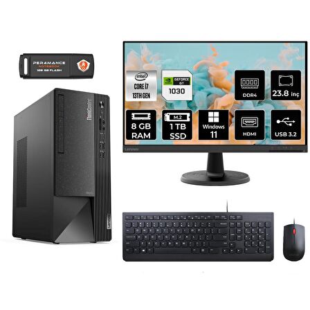 Lenovo ThinkCentre Neo 50T i7 13700 8GB 1TB SSD GT1030/4GB W11P 12JD0008TR MASAÜSTÜ PC & 23.8" MONİTÖR
