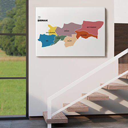 Harita Sepeti Şırnak İli ve İlçeler Haritası Dekoratif Kanvas Tablo 1461