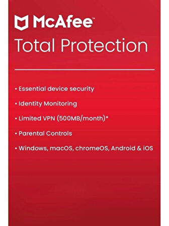 Mcafee Total Protection 2025 - 3 Cihaz 1 Yıl Abonelik Kodu (Windows/MAC/Android/İOS)