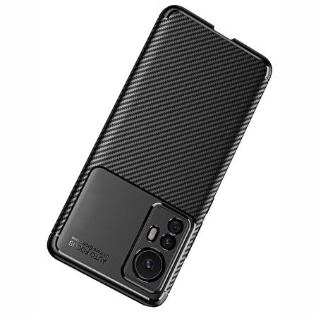 Smcase Xiaomi 12T Kılıf Kamera Korumalı Negro Karbon Dokulu Silikon  Nano Ekran Koruyucu