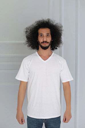  Beyaz %100 Pamuk V Yaka Fanila Erkek İç Giyim