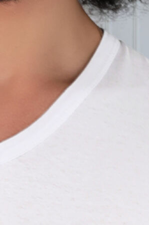  Beyaz %100 Pamuk V Yaka Fanila Erkek İç Giyim