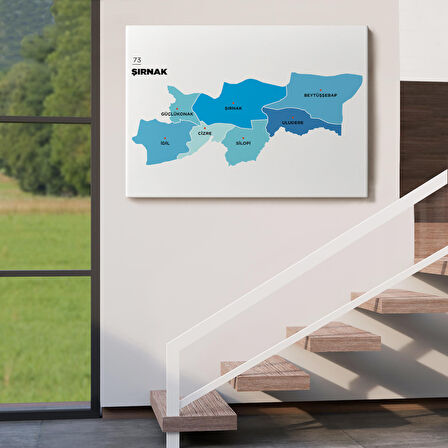 Harita Sepeti Şırnak İli ve İlçeler Haritası Dekoratif Kanvas Tablo 1462