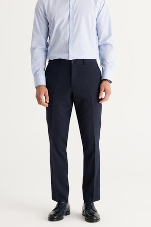 Erkek Lacivert Comfort Fit Rahat Kesim Beli Lastikli Desenli Esnek Pantolon
